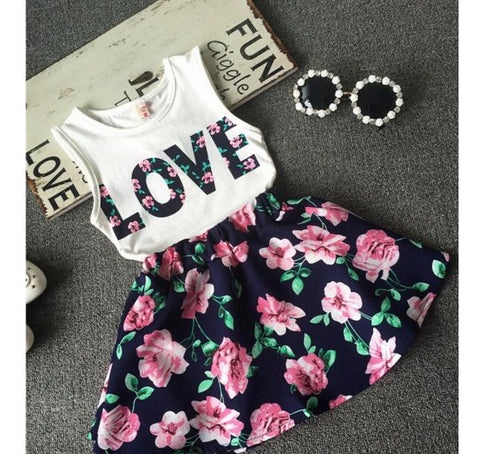 Children Girls Casual Shirt Love Tank