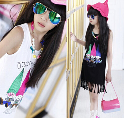 Cartoon Print Princess Dress Teenage Girls Fashion