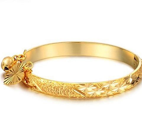 Gold Plated Bell Heart Bracelet Children Boys Girls