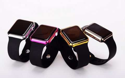 Square Mirror Face Silicone Band Digital Watch