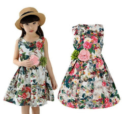 Floral Print Cotton Sundress Kids Clothing