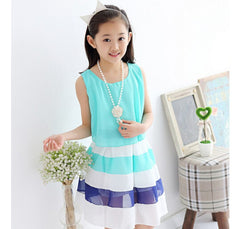 Striped Chiffon Princess Dresses Children