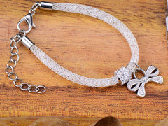 Lovely Bow White Mesh Stardust Charm Bracelets