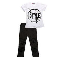 Short Sleeve T-Shirt and Hole Pant Leggings