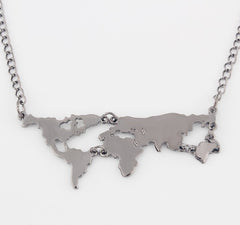 Gold Plated World Map Pendant Necklace