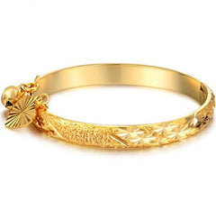 Gold Plated Bell Heart Bracelet Children Boys Girls