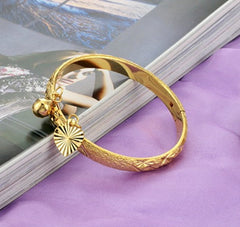 Gold Plated Bell Heart Bracelet Children Boys Girls