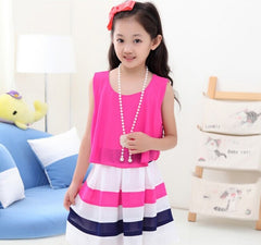 Striped Chiffon Princess Dresses Children