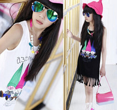 Cartoon Print Princess Dress Teenage Girls Fashion