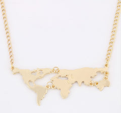 Gold Plated World Map Pendant Necklace