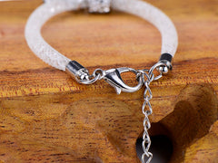 Lovely Bow White Mesh Stardust Charm Bracelets