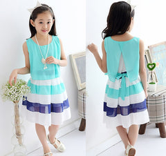 Striped Chiffon Princess Dresses Children