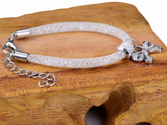 Lovely Bow White Mesh Stardust Charm Bracelets