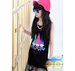 Cartoon Print Princess Dress Teenage Girls Fashion