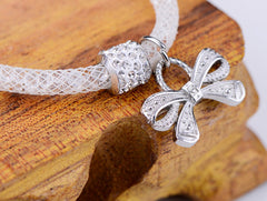 Lovely Bow White Mesh Stardust Charm Bracelets