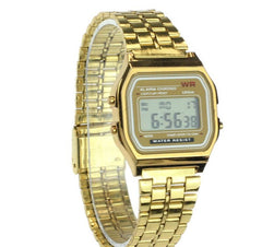 Vintage Womens Men Watch Stainless Steel Digital Alarm