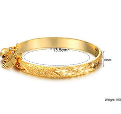 Gold Plated Bell Heart Bracelet Children Boys Girls