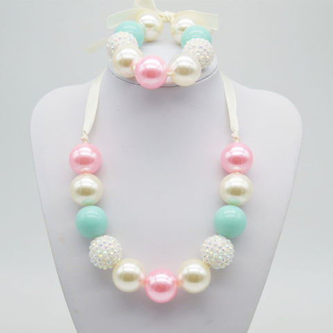 Chunky Bubblegum Necklaces and Bracelets Jewelry Sets